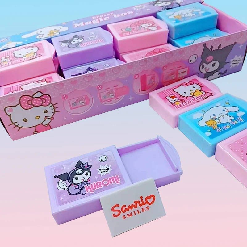 24pcs sanrio Magic Eraser kawaii Cinnamoroll Kuromi Hello Kitty Student correction erasure Pencil Eraser Stationery supplies