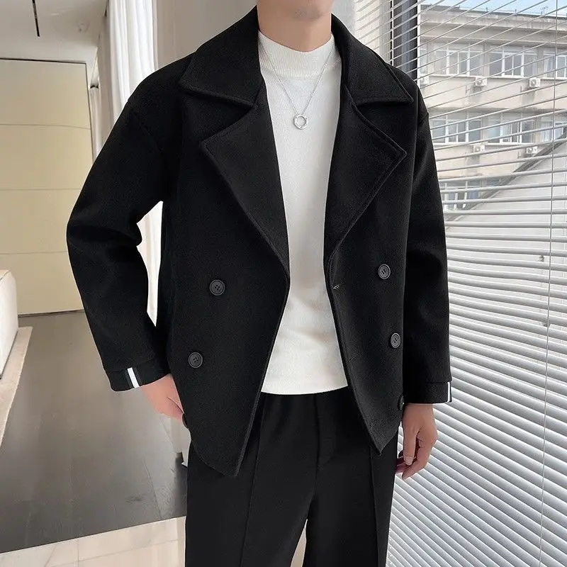 

Men's Lazy Sle Korean Faion Versatile Loose Plaid Woolen Jaet Top Spring Autumn Salt System Outerwear Long Sve Coat