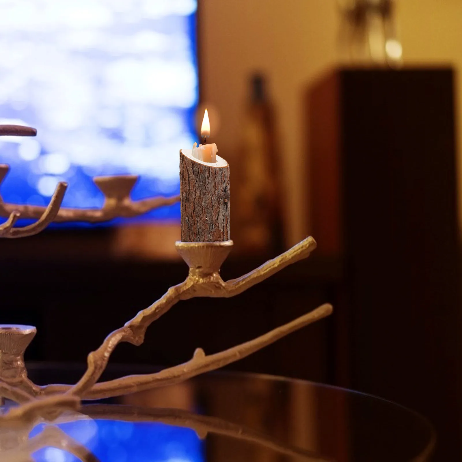 Wooden Bevel Holder Vintage Creative Candlestick Modern Home Decor Wedding Party Candlelight Dinner Candles Holder