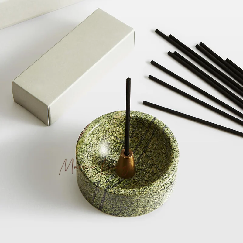 

French natural marble incense insert indoor portable incense table incense holder desktop decorative ornaments