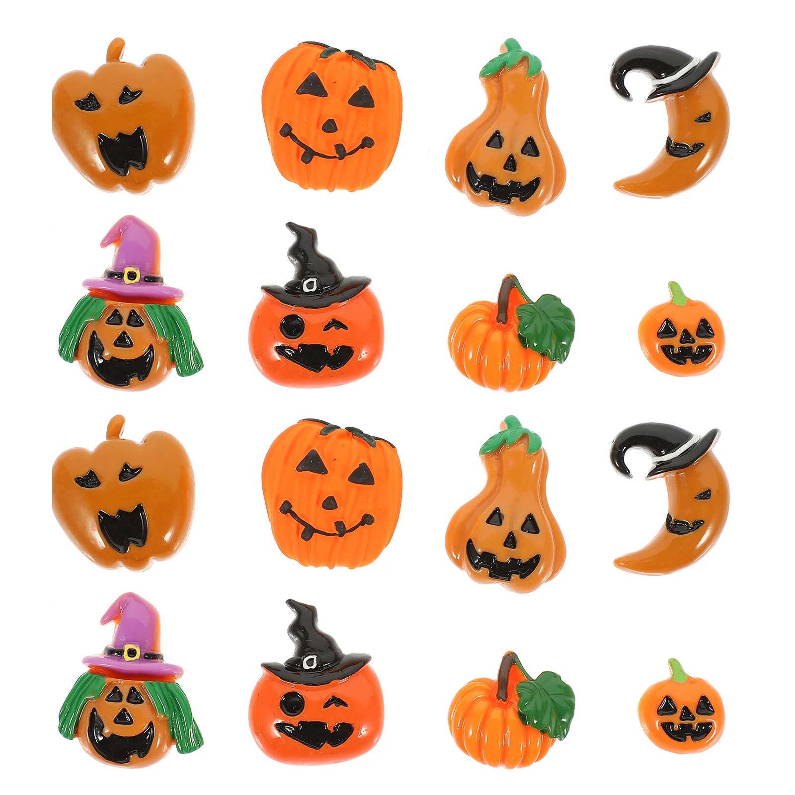 24 Uds. De dijes de calabaza de resina para Halloween, Mini adornos de calabaza con parte posterior plana, decoración para teléfono DIY, suministros para fabricación de joyas