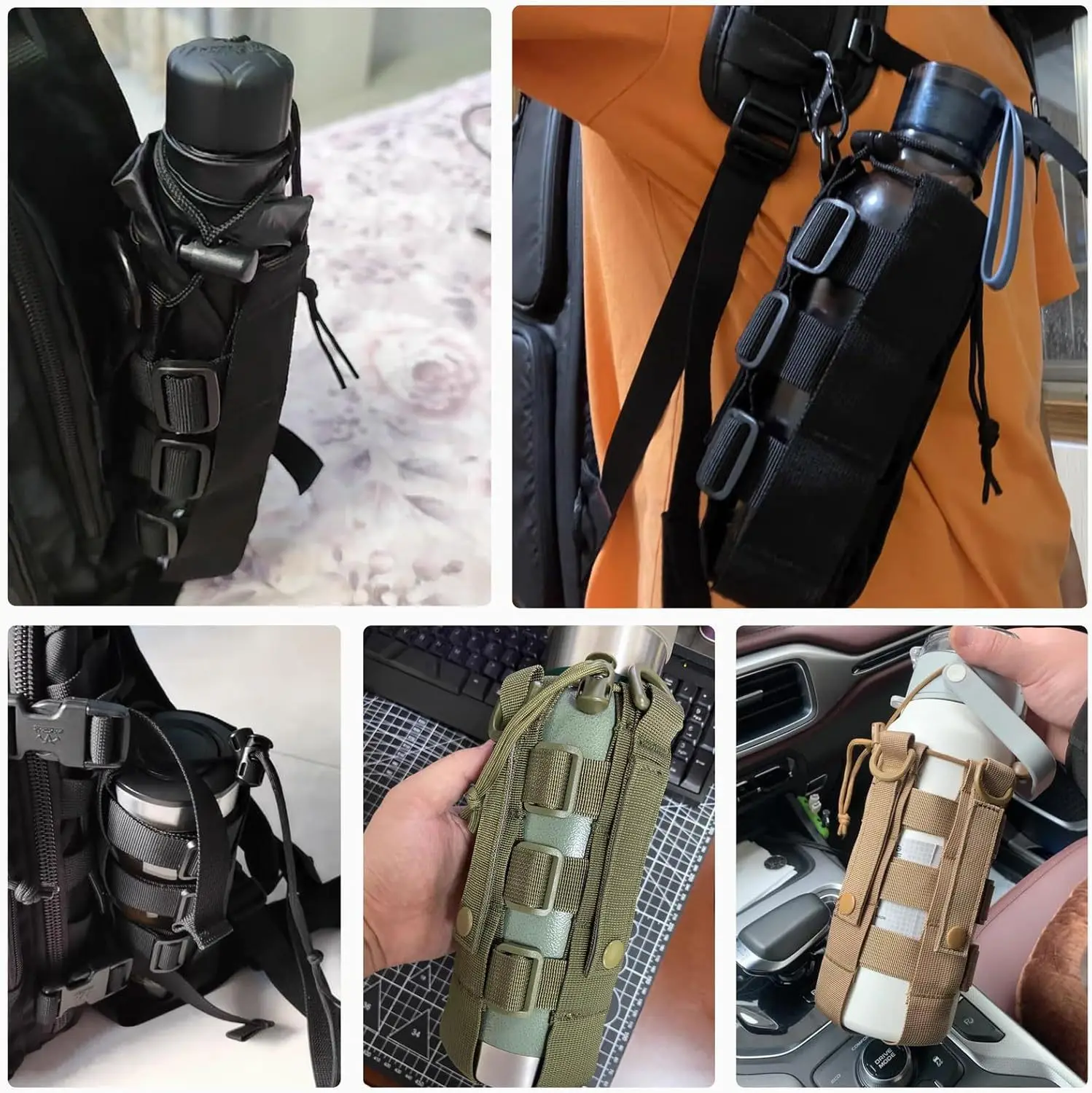 Adjustable Multifunctional Tactical Water Bottle Holder Outdoor Travel Portable Waist Bag for Sports Military Fan MOLLE