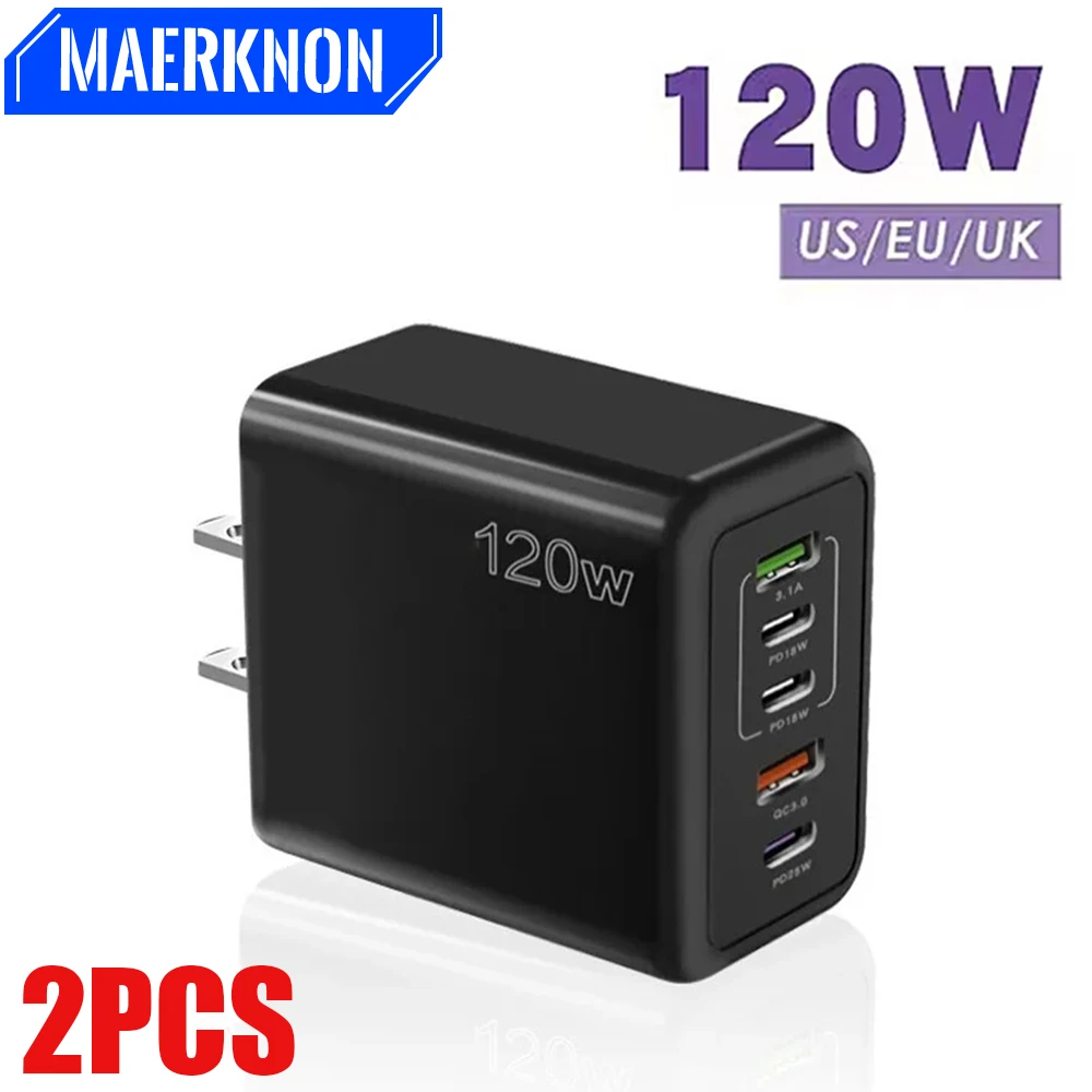 

5 портов, всего 120 Вт, зарядное устройство USB C, быстрая зарядка, настенный адаптер для телефона для iPhone, Samsung, Xiaomi, Huawei, вилка стандарта ЕС/США/Великобритании, быстрое зарядное устройство