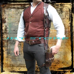 Men's Suit Vest Steampunk Sleeveless Jacket Retro Western Male Vests Spring Lapel Waistcoat