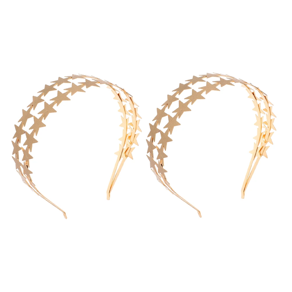 

2Pcs Glitter Star Headbands Pentagram Hair Accessories Girls Women Bride Double Layer Fashionable Design Durable Materials Hair