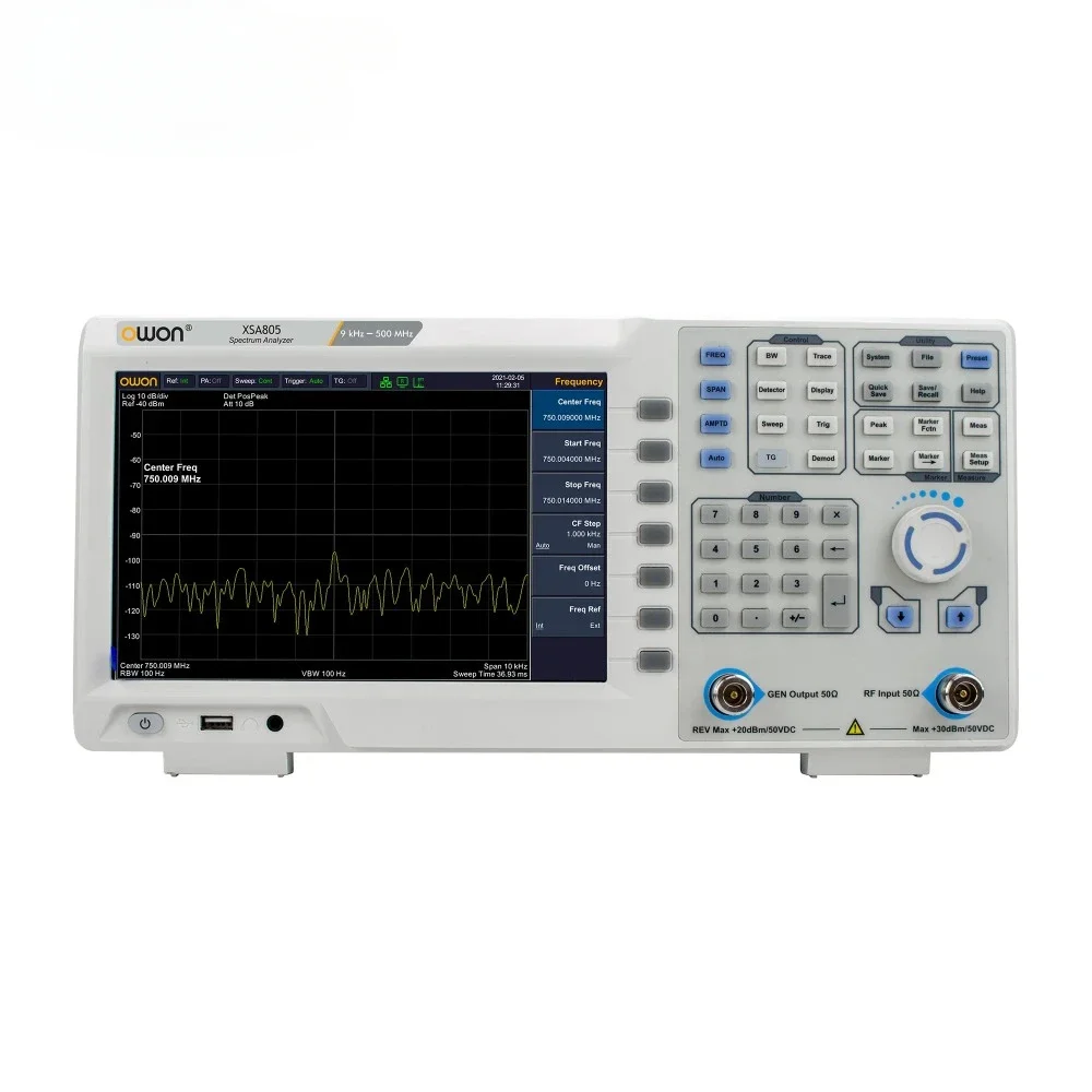 XSA805 Spectrum Analyzer Frequency Range from 9 kHz up to 500MHz OWON resolution ratio 1280×800 9 Inches LCD EMI Test XSA805TG