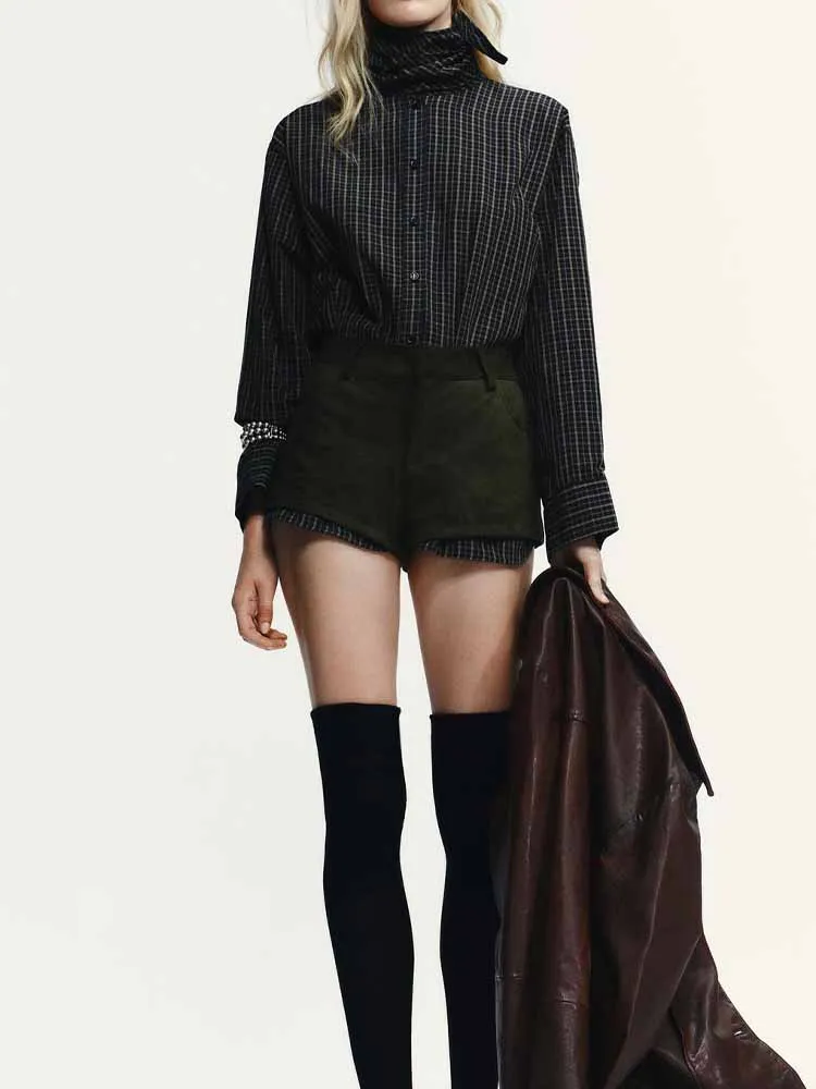 

Европейский и американский стиль, зимняя новая мода, простая повседневная женская одежда, дизайн, универсальный шарф, клетчатая рубашка