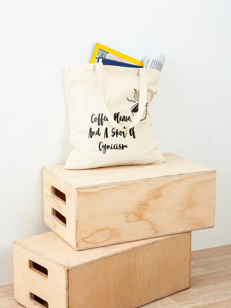 Coffee, please, and a shot of cynicism. Tote Bag canvas tote bag eco bag folding canvas shopping Cloth