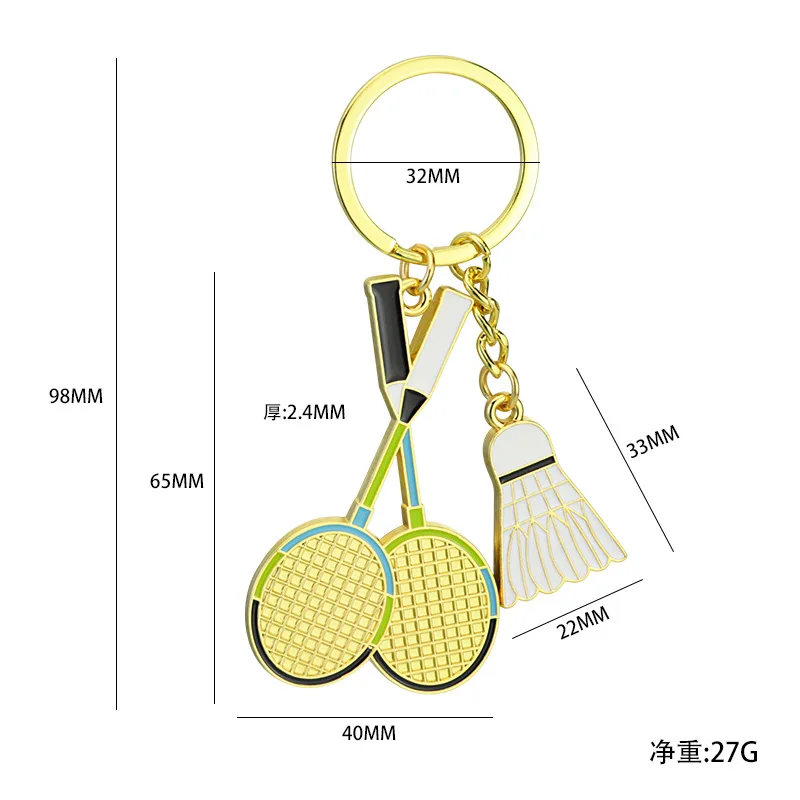 10 Pieces Simulated Badminton Keychain Creative Sports Gift Sports Event Souvenir Badminton Racquet Backpack Pendant