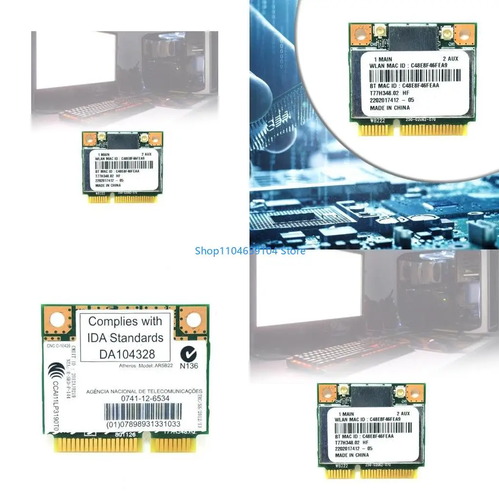 

WIFI-адаптер 300 Мбит/с, 2,4/5 ГГц, небольшая беспроводная карта PCIE с BT4.0 для ноутбуков, расширяющая возможности