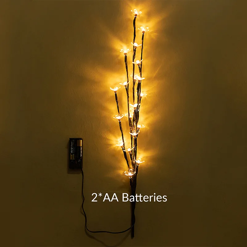 20 lâmpadas led sakura ramo de salgueiro luzes lâmpada natural vaso enchimento galho salgueiro iluminado ramo natal casamento luzes decorativas