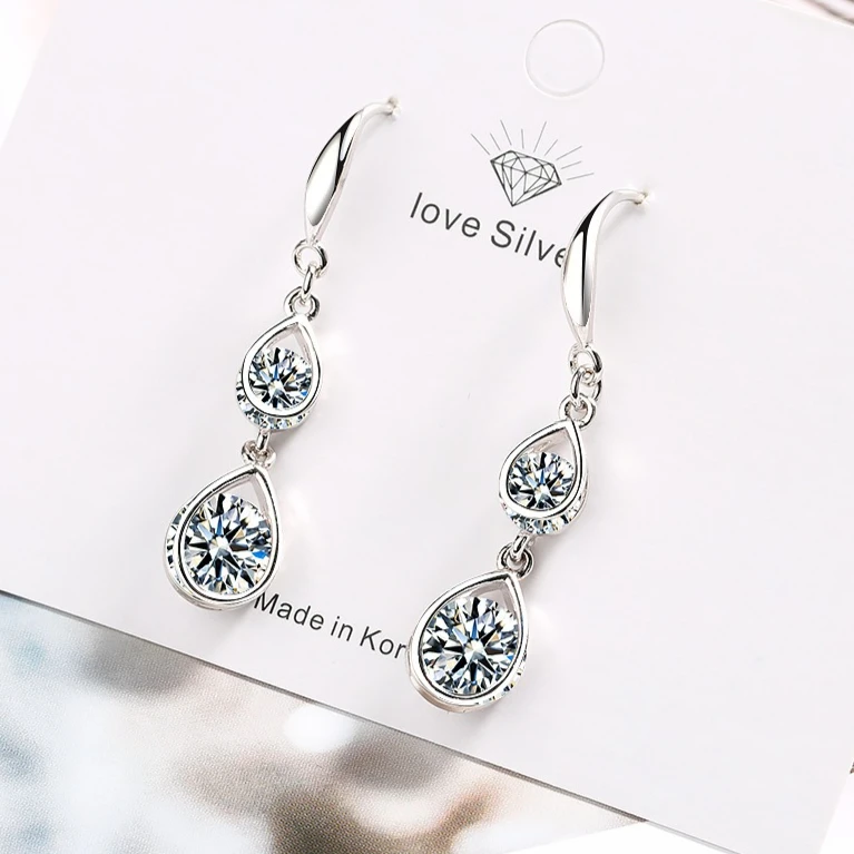 Neue Ohrringe aus 925er-Sterlingsilber, 5A-Zirkon, Wassertropfen für Frauen, Luxus, Hochzeit, Verlobung, Schmuck, Tropfenohrringe, Party-Geschenke