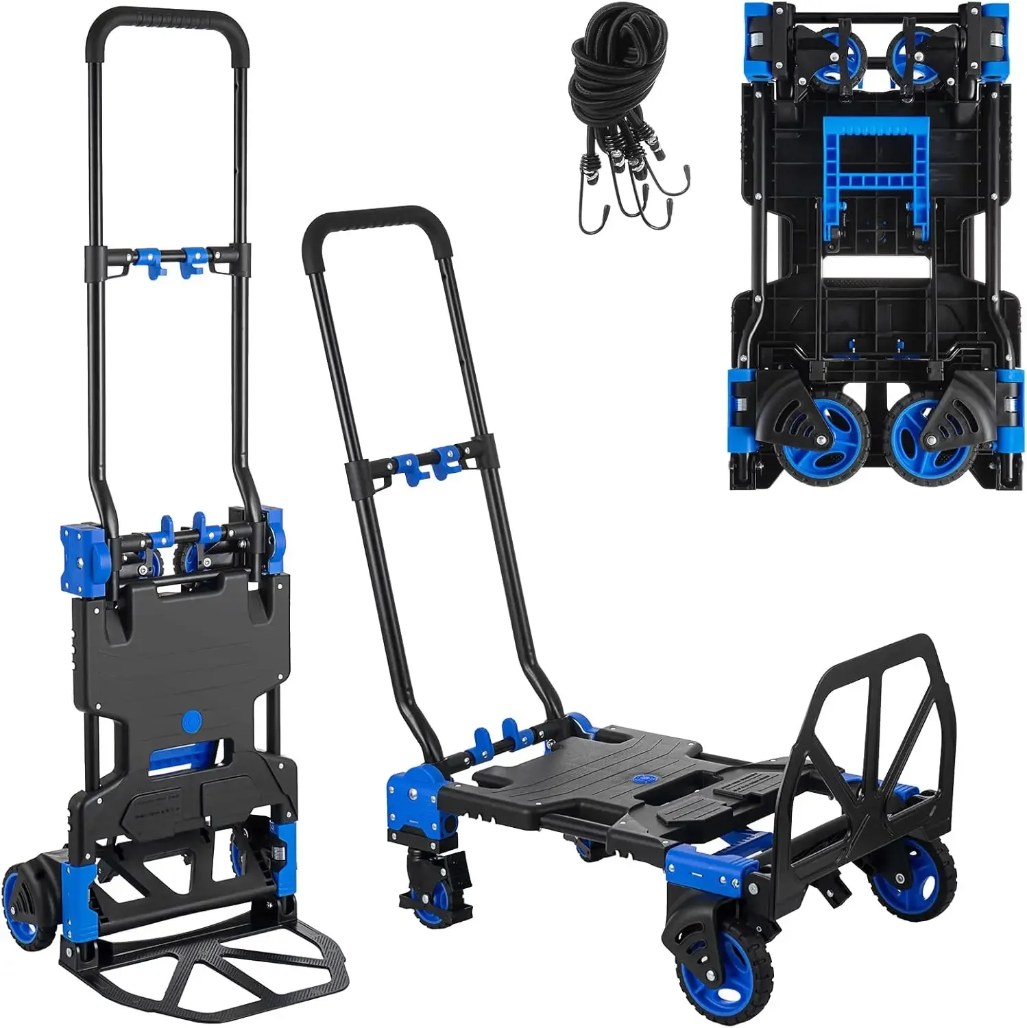 Folding Hand Truck, Heavy Duty Hand Truck Cart, Convertible Dolly Cart Capacity W/Telescoping Handle, 2 in 1 Luggage Troll