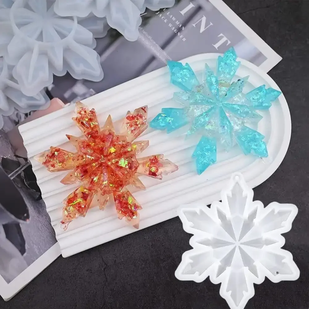 1-2 PCS Christmas Silicone Resin Molds - 3D Snowflake Molds for Epoxy Casting, Ideal for DIY Christmas Ornament, Jewelry Pendant