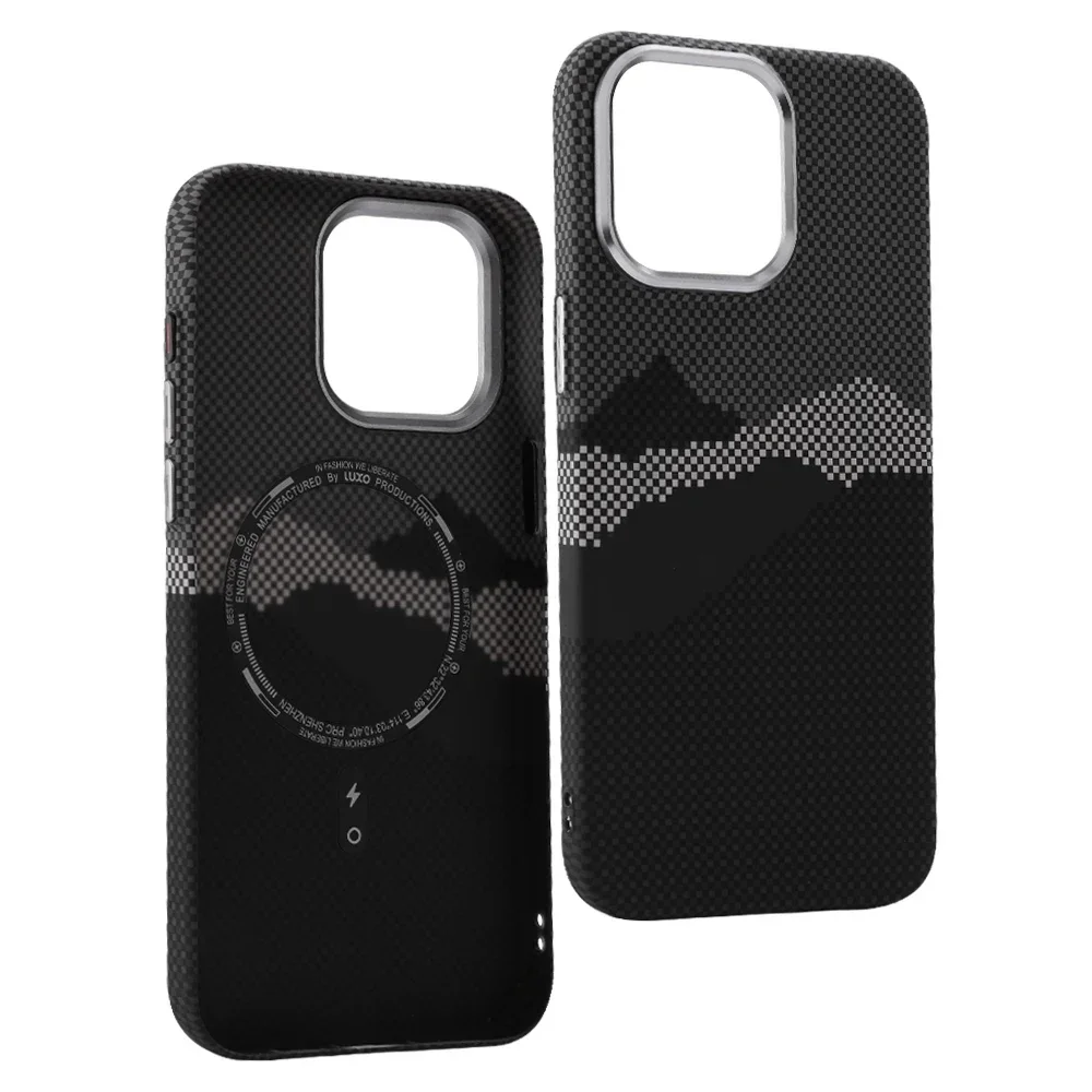 MooStudio Capa de telefone magnética para iPhone 15 Pro Max Capa protetora completa com alívio magnético Capa de telefone premium para iPhone 14