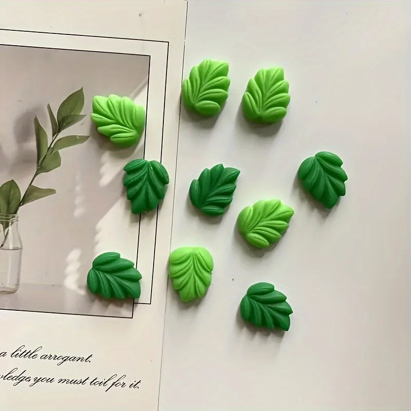 10pcs, Refrigerator Magnets, Cartoon Leaf Fridge Magnets, Cute Decorative Magnets, Personalized Fridge Magnet For Kitchen Office