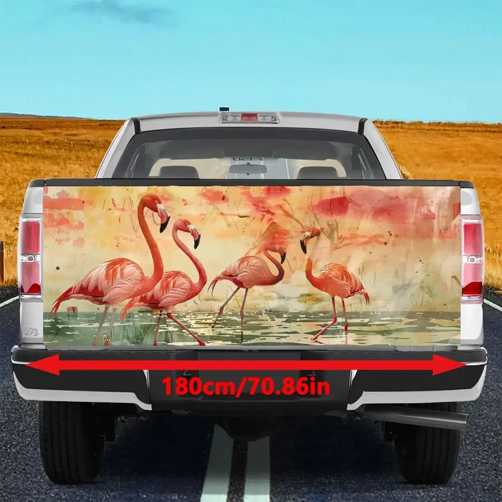 Painted Pink Flamingo Print Car Tail Trunk Protect Vinly Decal Auto Accessories Hood Decoration Sticker for Off-road Pickup
