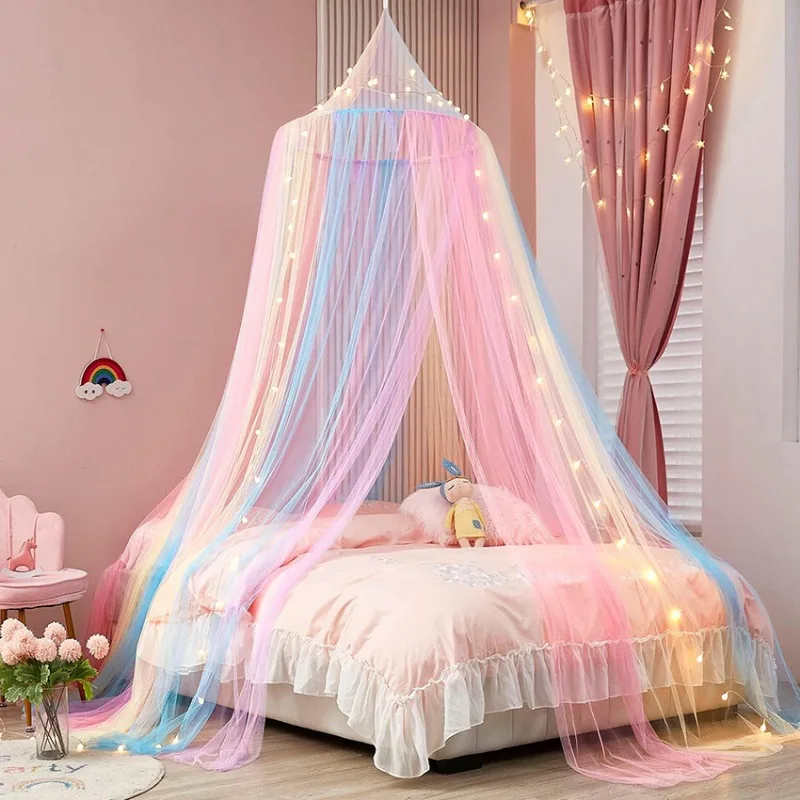 

1pcs Waterproof Oxford Cloth Girls Princess Bed Canopy Colorful Hanging Dome Mosquito Net No Lights Curtain for Baby Room