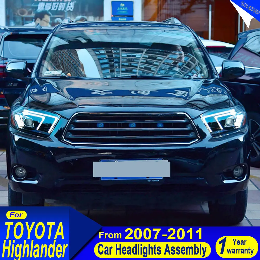 

Автомобильные фары для Toyota Highlander 2007 2008-2011, обновление, новый дизайн, авто светодиодный объектив проектора, аксессуары для динамических фар