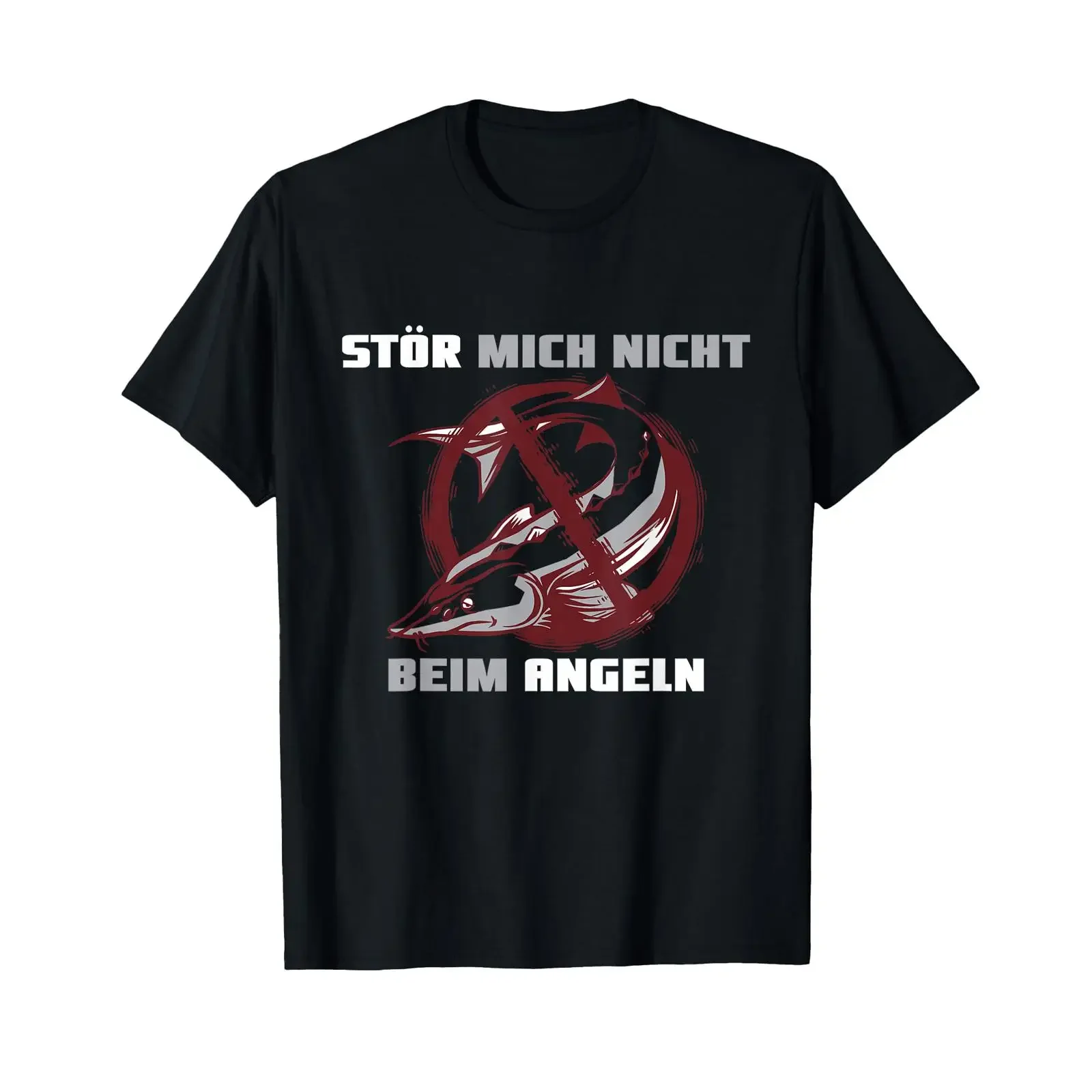 Men's Angler Fish Sturgeon Don't bother me while I'm fishing T Shirt vintage Washed Stylish Slightly Stretched Unisex fashion