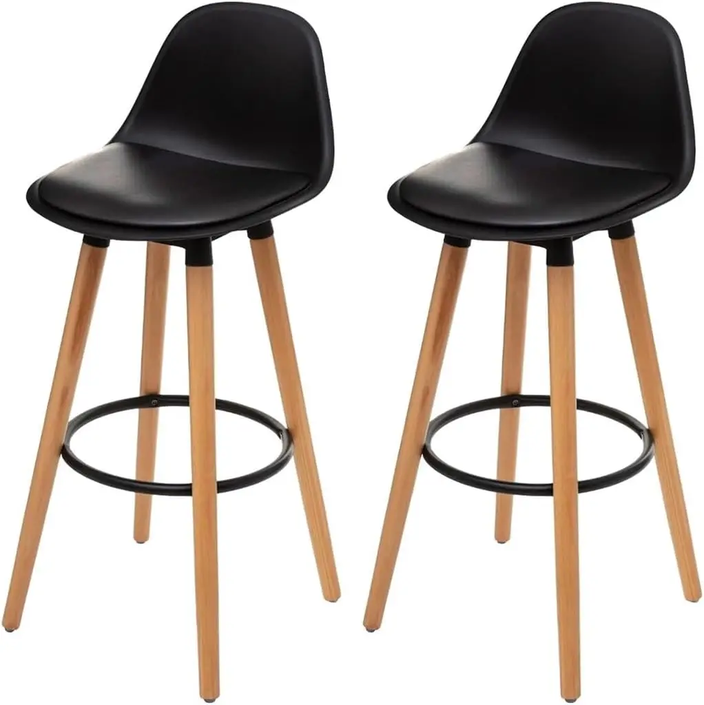 Acomoda Textil – Juego de 2 Taburetes de Bar para Cocina, Salón, Comedor y Restaurante. Silla Alta, Acolchada y Cómoda con Respa