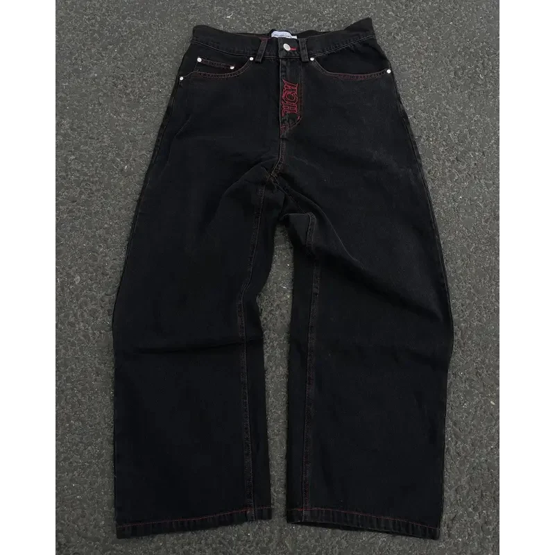 جديد 2025 Y2K جينز رجالي هيب هوب ريترو جمجمة مطرز غسلها فضفاض الدينيم السراويل جديد مستقيم عادية فضفاض واسعة الساق بنطلون ★ ★ ★ ★