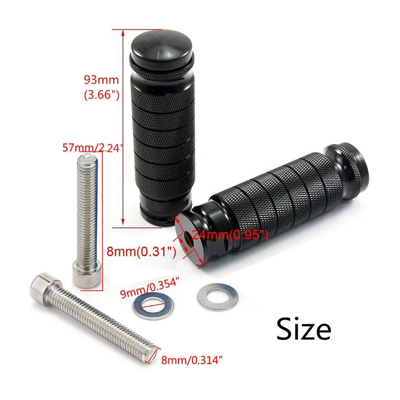Motorcycle Foot Pegs Footrest Foot Peg Pedal Black CNC Aluminum for Yamaha Harley Honda M8 Thread Rear Set Moto Accessories