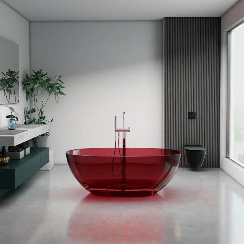 

Color crystal bathtub household small apartment independent bath tub hotel independent resin transparent bathtub