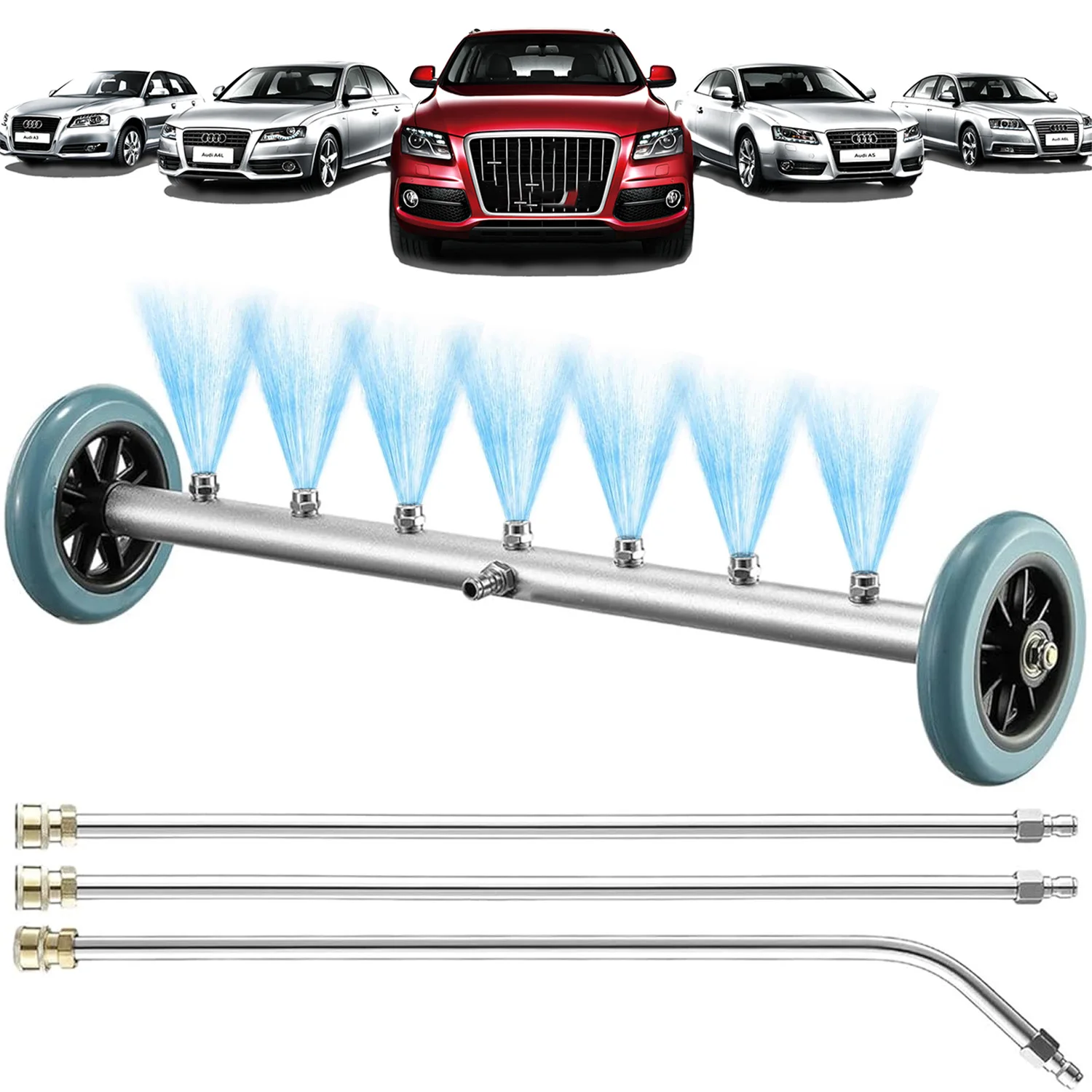 Ensemble de buses de nettoyage haute pression 7-en-1 avec raccord rapide 1/4'', embouts de pulvérisation puissants pour le nettoyage des voitures, des patios et des murs extérieurs, accessoires pour nettoyeur haute pression