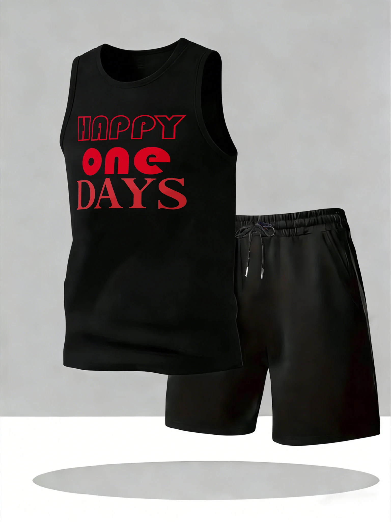 

Men's Tank Top Sets 2026 Summer Quick drying sweat suit crewneck sports running beach Breathable 2 piece set oversize