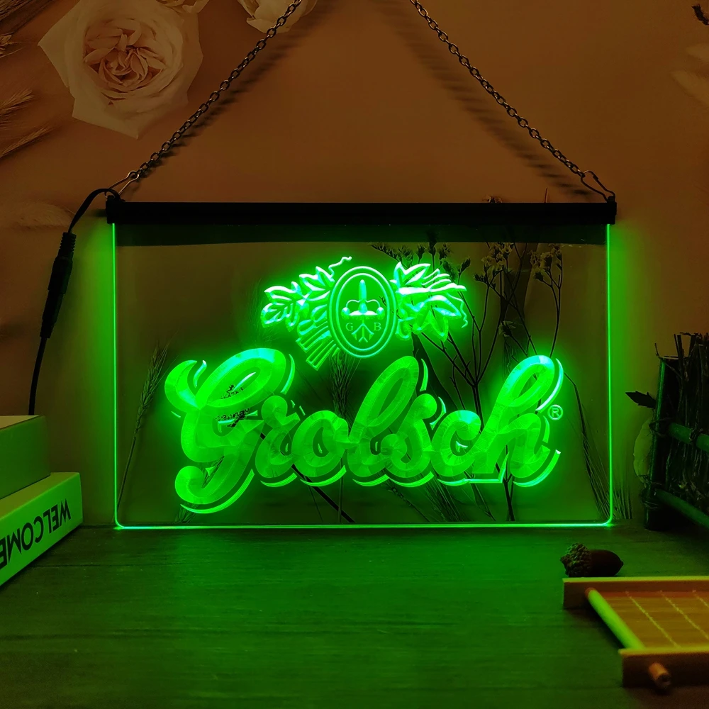 Grolsch Beer Bar Pub Club 3D Carving LED Neon Sign Wall Art for Home,Farmhouse,Room,Bedroom,Office Decor,Unique,Eye-catching