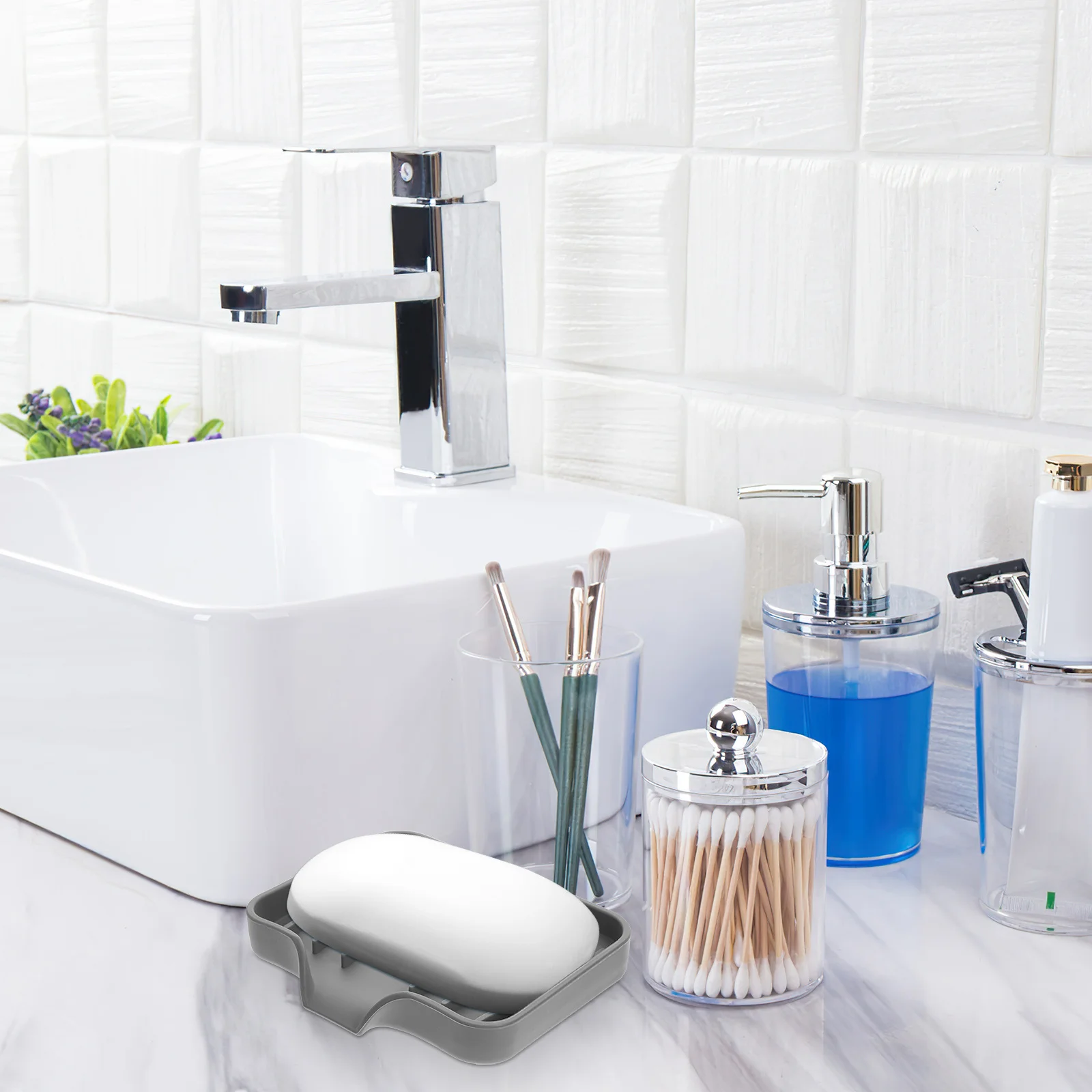 

3Pcs Self Draining Soap Tray Premium Silicone Anti Slip Bathroom Kitchen Sponge Organizer Silicone Soap Holder