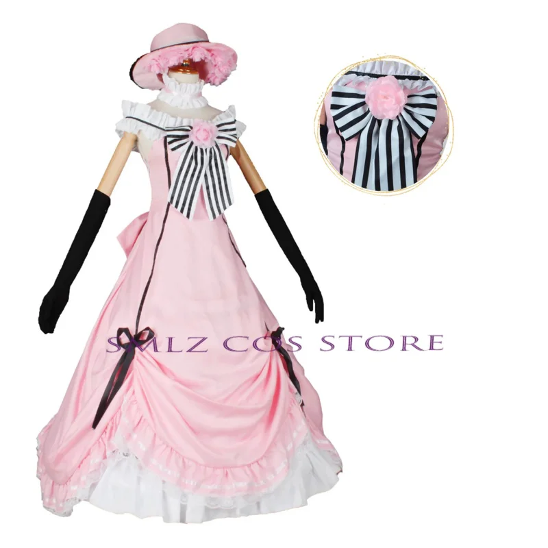 Princesa victoriana Cosplay Anime Ciel Phantomhive Cosplay vestido sombrero peluca conjunto negro mordomo Cosplay fiesta traje de Lolita para mujeres