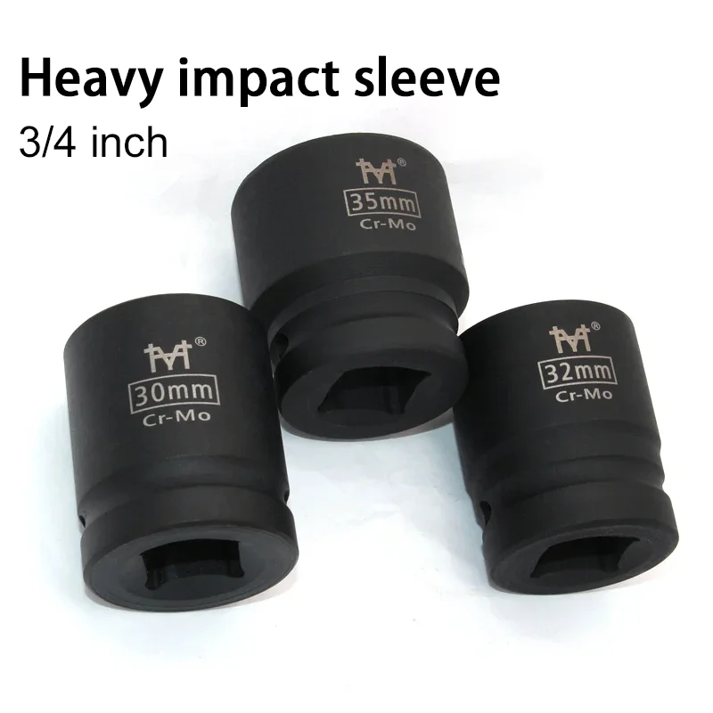 

3/4" Inch CR-MO Heavy impact sleeve 17mm 18mm 19mm 21mm 22mm 24mm 27mm 30mm 35mm 38mm 41mm 46mm Hex Black Air Sockets