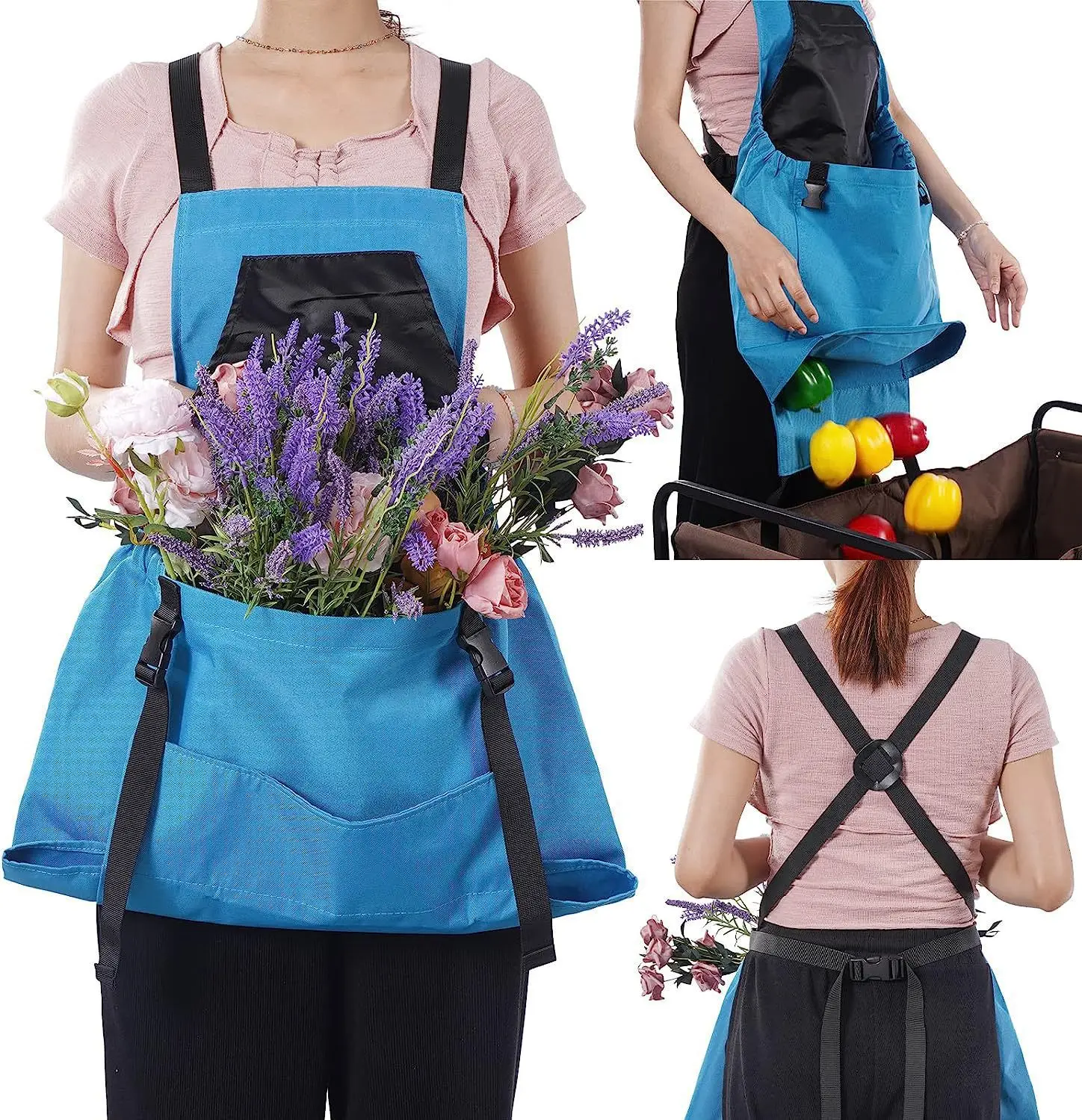 Outdoor Harvesting Large-Pocket Apron, Gardening Quick-Release Harvesting Apron, Backpack Tool Apron, Picking Bag