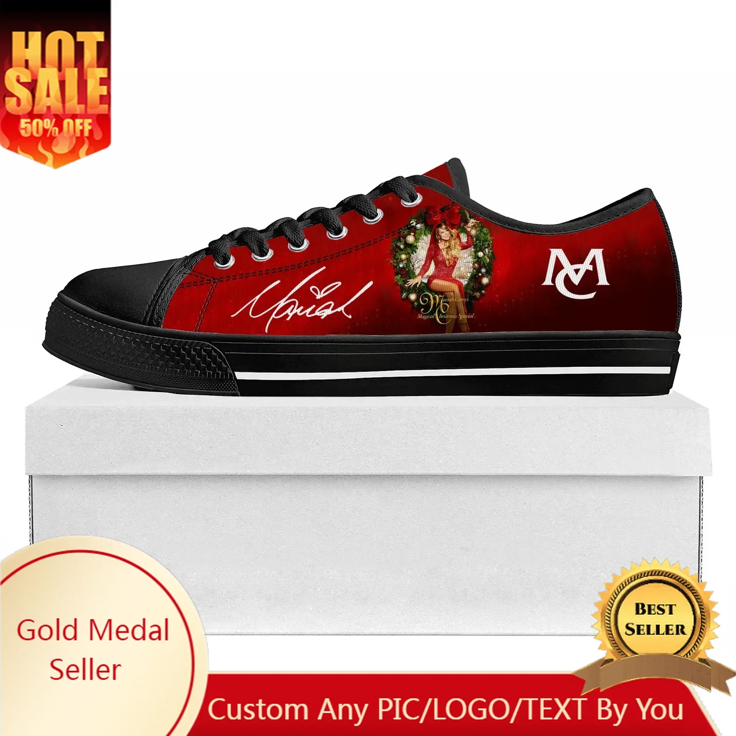 

Mariah Carey Low Top High Quality Sneakers Mens Womens Teenager Canvas Customized Sneaker Casual Couple Shoes Custom Shoe Black