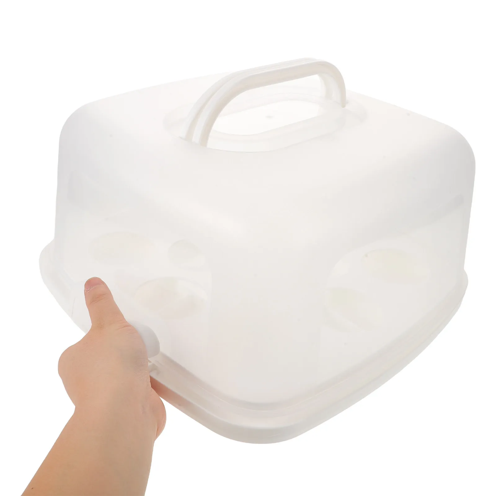 Portable Cake Cupcake Carrier with Sturdy Handle Ventilated Design Reusable Plastic Cake Box Container for Transport Dis