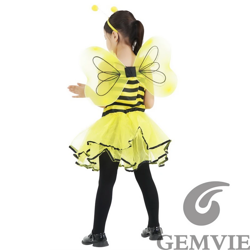 Girls Halloween Cute Ladybug Bee Fairy Elf Cosplay Costume Role Play Masquerade Dress Up with Magic Wand Headband ﻿