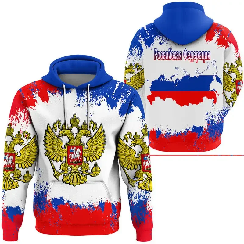 Russian National Emblem 3D Hoodie Men's Pullover Hoodie 2023 New Russian Flag Printed Sweater Hoodie Harajuku Street Sweatshirt