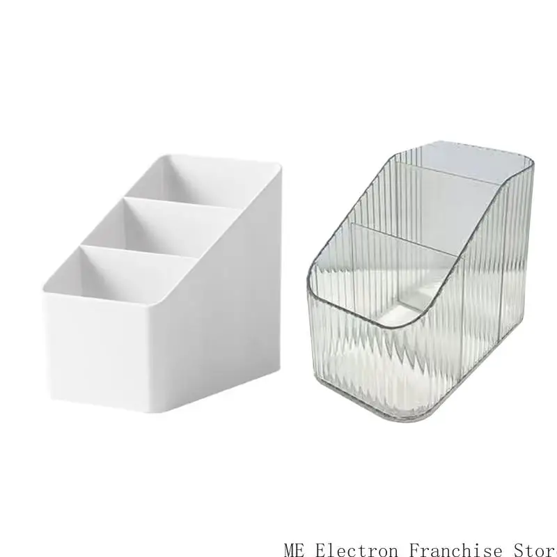 

Multifunctional Pen Cup with 3 Compartments Desk Pencil Organizers 3 Slot Makeup Brush Storage Box Art Supply Organizers