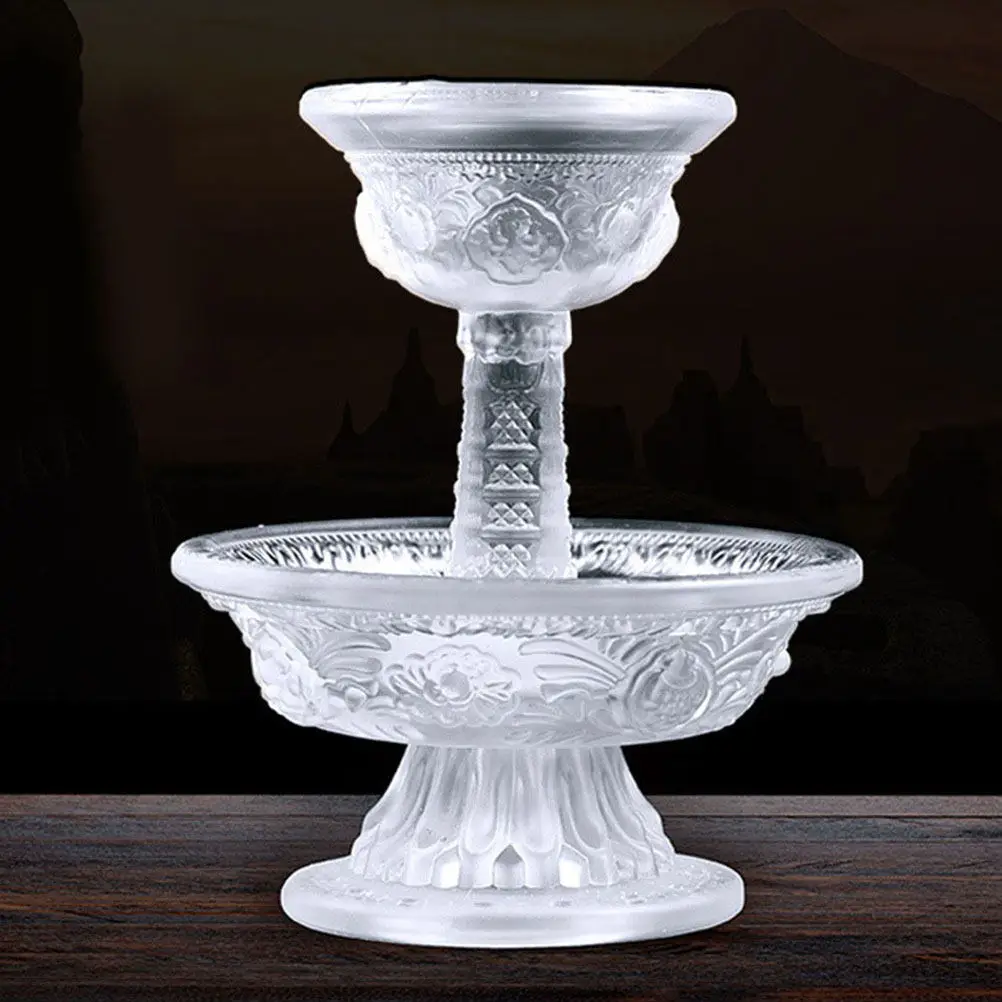 

Набор из 2-х изысканных полированных стеклянных чаш для воды, для ежедневных подношений, компактные и устойчивые, для домашнего буддийского алтаря