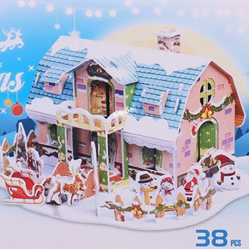 8 Style Christmas Castle Building 3D Puzzle Model X'max House Architecture Construction Jigsaw Puzzles Toys Kids Christmas Gift