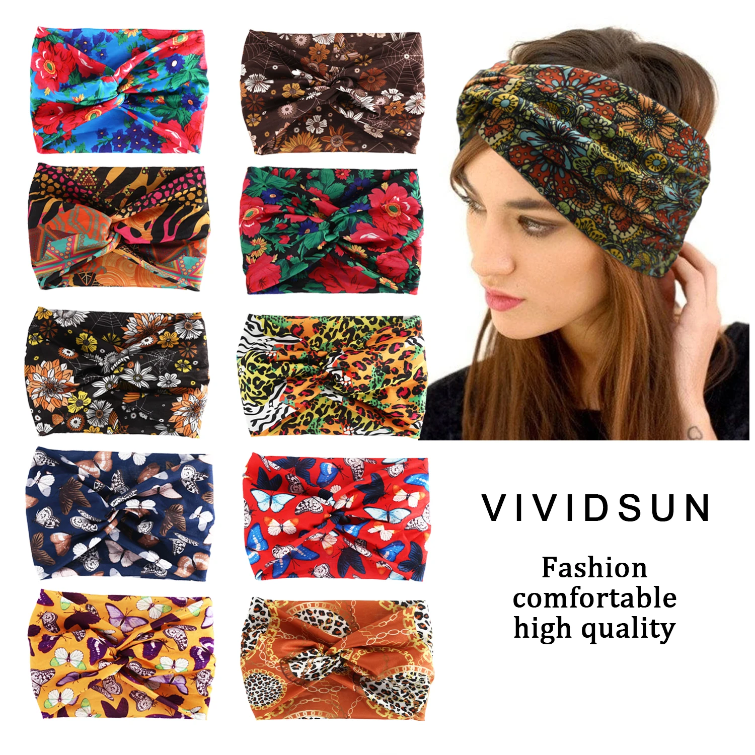 

Printed Wide Elastic Headband Pilates Yoga Running Cycling Hairband Turban Makeup Hair Hoop Makeup Headwrap for Women Girl