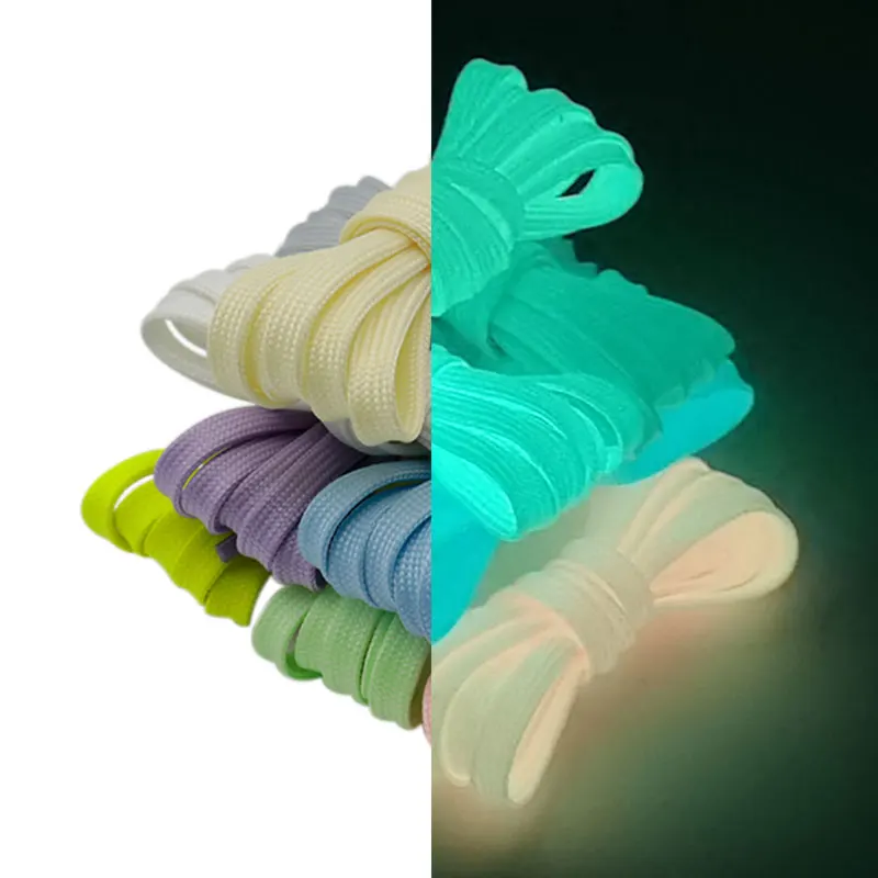 Glow-in-the-dark Laces Premium Neon Night Light Laces 7MM Casual Sneakers Laces Fashion Nightclub Style Shoelaces Free Shipping