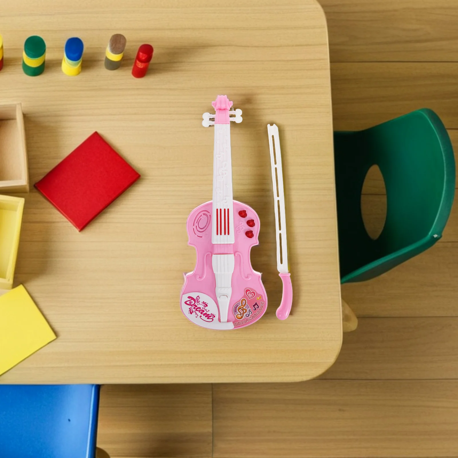 

1 Set Violin Realistic Design Sound Light Effects High Sensitivity Buttons For Early Music Education Preschool