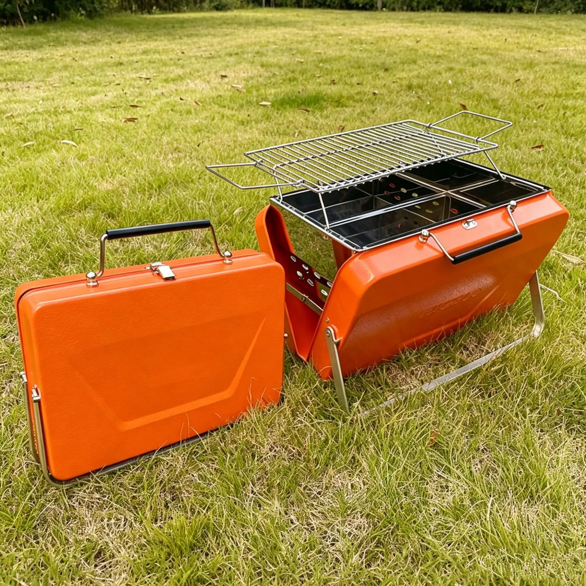 Portable Foldable Charcoal BBQ Grill Box Style Outdoor Picnic Camping Portable Oven