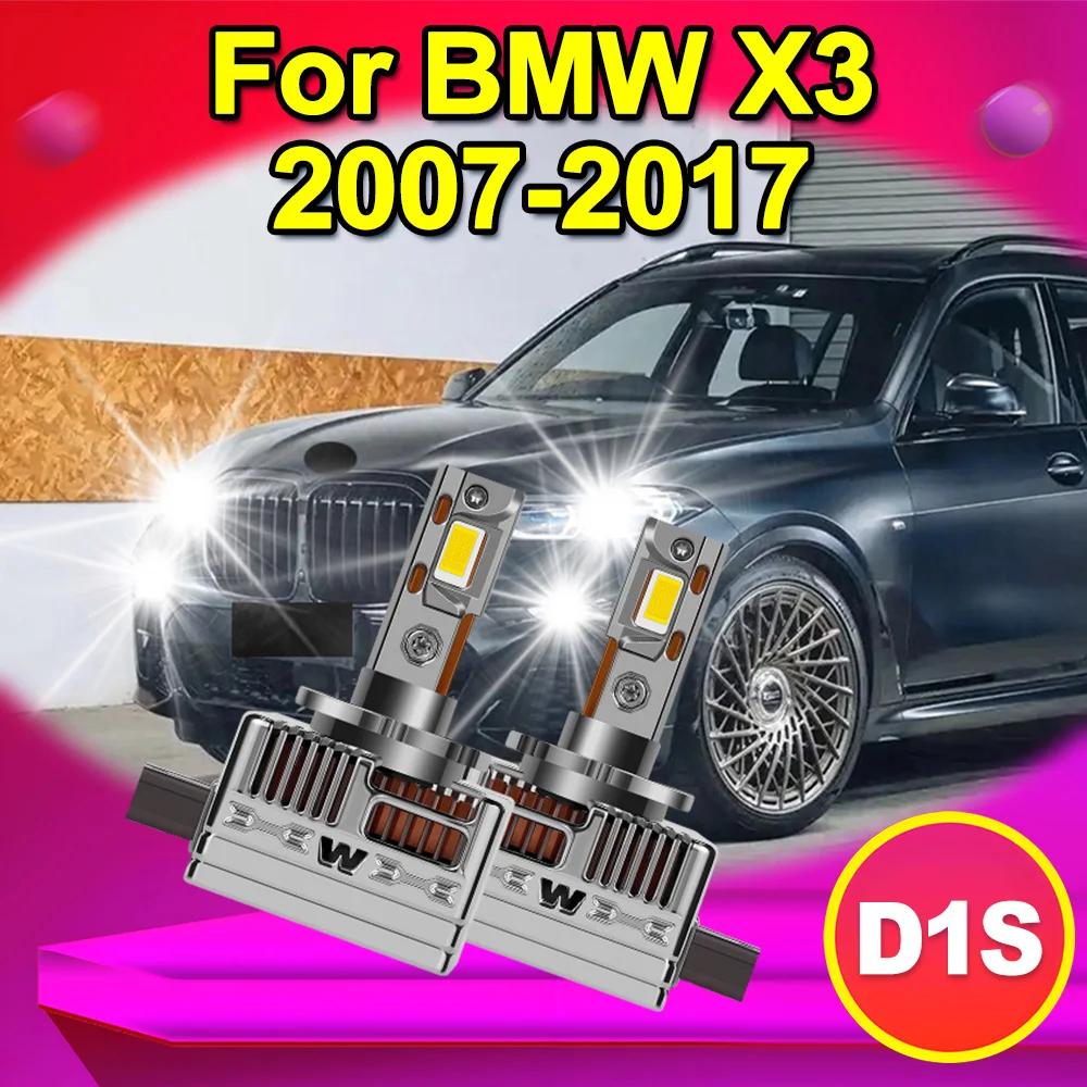 

For BMW X3 2007-2017 2x D1S High Low Beam LED Headlight Bulbs HID Replacement Bulbs Plug&Play