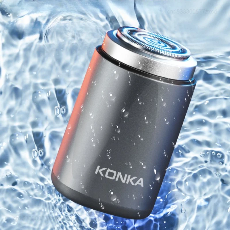 KONKA Mini Afeitadora eléctrica portátil, limpieza rápida, fuerte, alta velocidad, USB, automática, para viajes de negocios, juego de Afeitadora impermeable