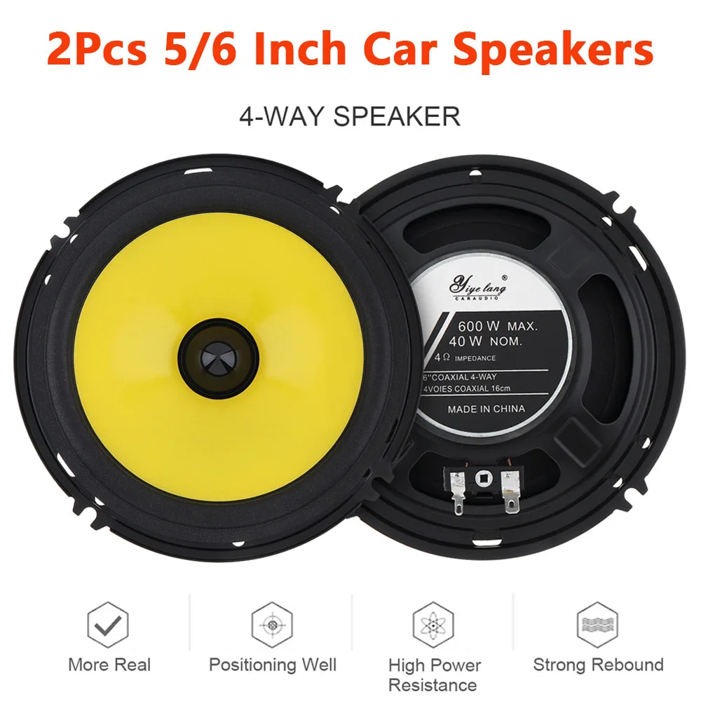 2pcs 5/6 Inch Car Speakers 400W/600W Vehicle Door Subwoofer Car Audio Stereo Full Range Frequency Automotive Speaker for Car