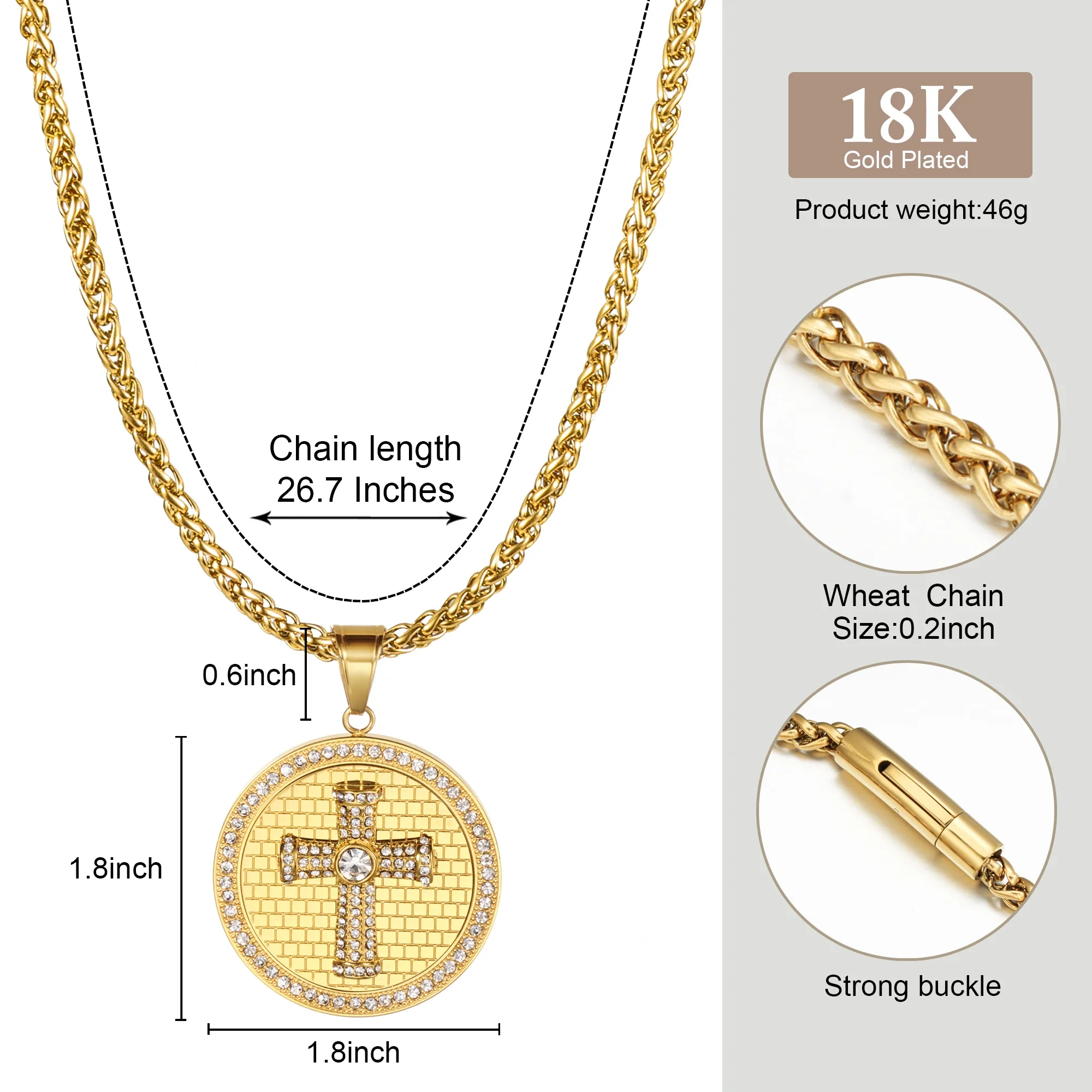 stainless steel cross crystal pendant necklace Personalized pendant Suitable for men and women party jewelry accessories gift